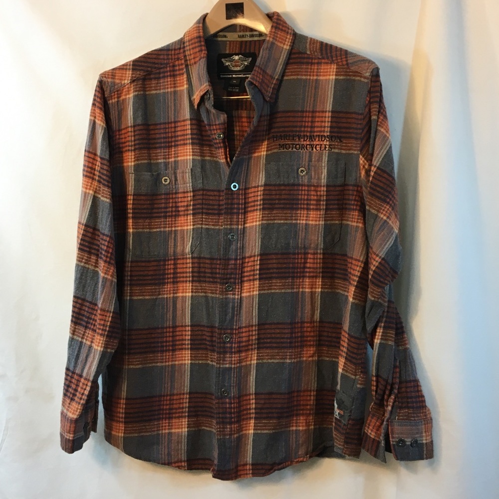 Mens Harley Davidson Flannel Shirt Plaid XL